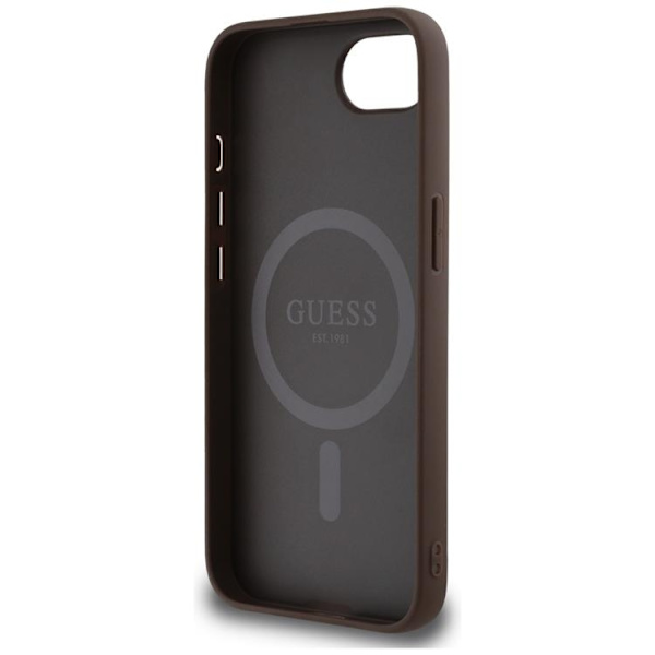 Guess Mobilskal till iPhone 16e MagSafe 4G Ring Triangle Logo Brun