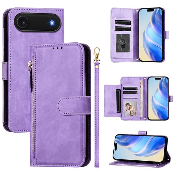 iPhone Air Plånboksfodral Zipper Pocket Läder - Lila Lila