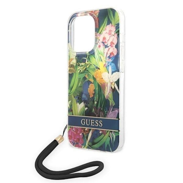 GUESS iPhone 14 Pro Max Skal Flower Strap - Blå Blå