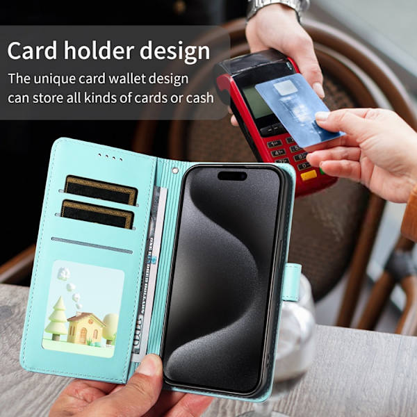 OnePlus 15 Konstläder Plånboksfodral RFID-Skydd Imprinted Dog Pattern Grön