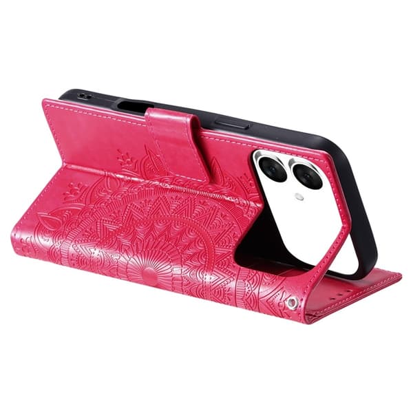Galaxy S26 Edge Plånboksfodral Imprinted Totem Läder - Rosa Rosa