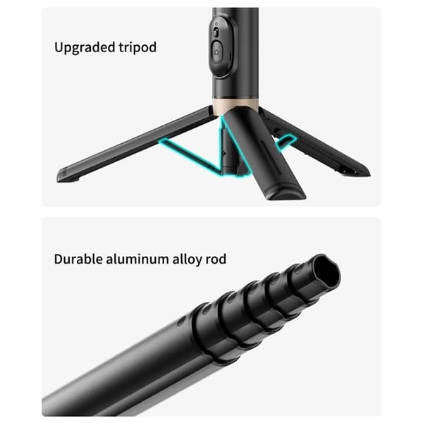 Utdragbart stativ Aluminiumlegering Bluetooth Selfiepinne Q12 - Svart