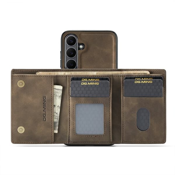 DG.MING M1 Series Mobilskal till Samsung Galaxy S25 FE Kickstand - Brun Kaffe