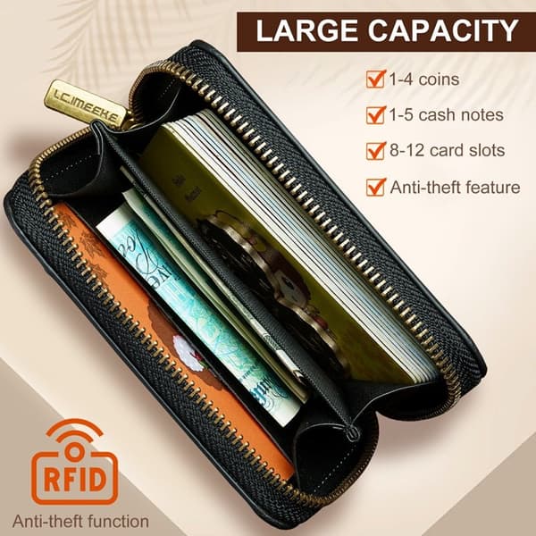 LC.IMEEKE L6 Plånboksfodral RFID Blocking Konstläder - Svart Svart