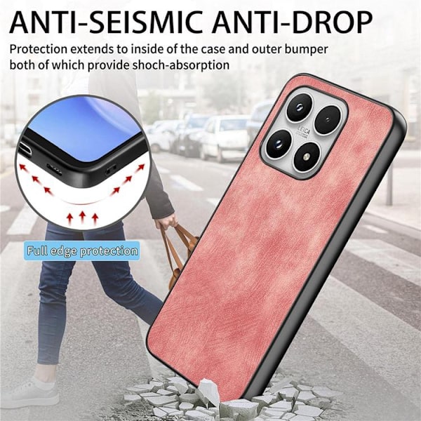 Mobilskal för Xiaomi 17 Retro Läder Shockproof Slim Rosa