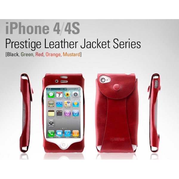 Zenus Leather Jacket väska  till Apple iPhone 4S / 4  (Orange) Orange
