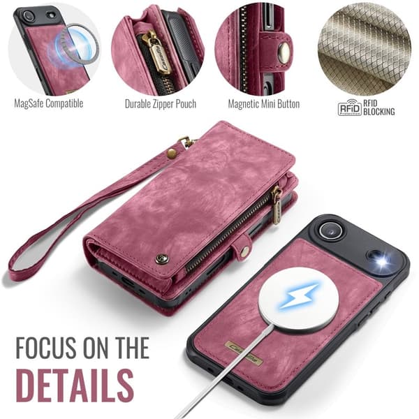 CASEME 008 iPhone Air Plånboksfodral i Konstläder med - Röd