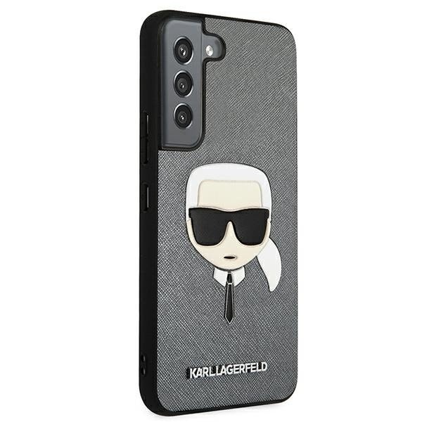 Karl Lagerfeld Saffiano Ikonik Karl`s Head Skal Galaxy S22 Plus - Silver Silver
