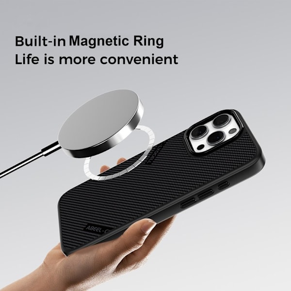 ABEEL CF-Lyocell Series Mobilskal till iPhone 16 MagSafe Microfiber Grå