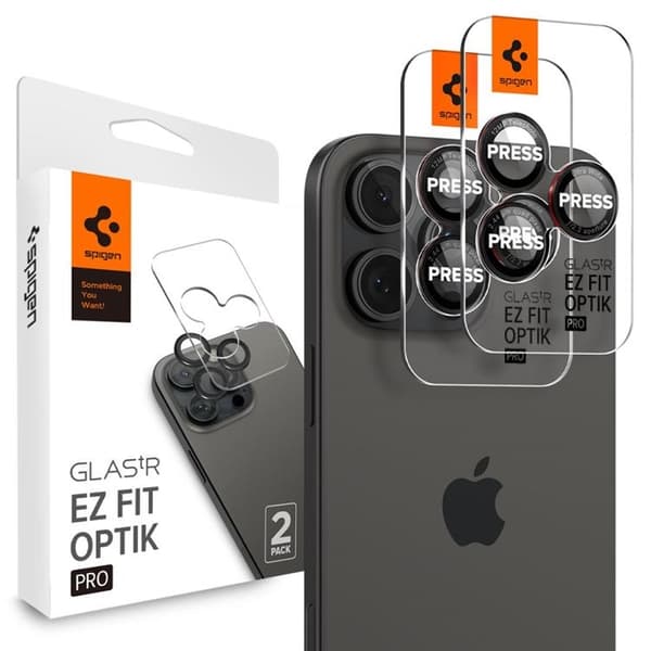 [2-pakke] Spigen iPhone 17 Pro Max/17 Pro objektivdæksel hærdet glas EZ FIT Transparent