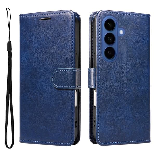 Samsung Galaxy S26 / S26 Pro Plånboksfodral Konstläder Med Rem - Blå
