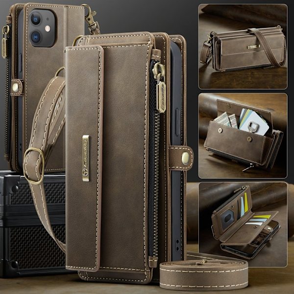 CASEME Plånboksfodral till iPhone 12 mini RFID-Skydd Konstläder Brun