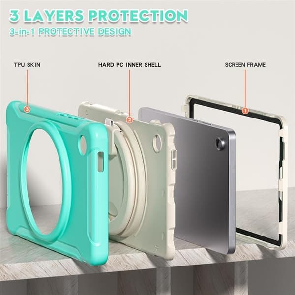 Mobilskal till Galaxy Tab A11 Rotary Kickstand Handle - Mintgrön Grön