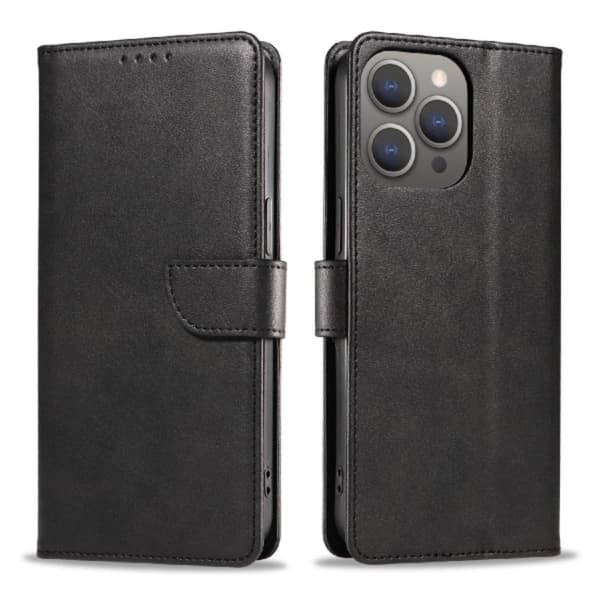 iPhone 16 Pro Plånboksfodral Läder - Svart Svart