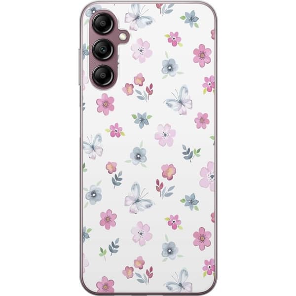 Telefontaske til Samsung Galaxy A14 5G med blomster og sommerfugle