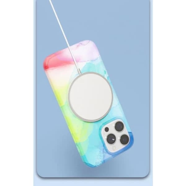 BOOM iPhone 14 Pro Max Mobilskal Magsafe Akvarel - Rainbow Flerfärgad