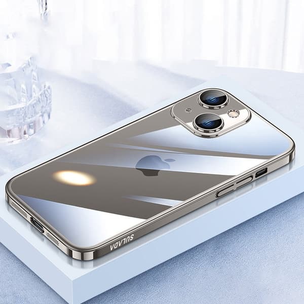 SULADA Mobilskal till iPhone 15 Crystal Steel TPU+Härdat Glas Grå