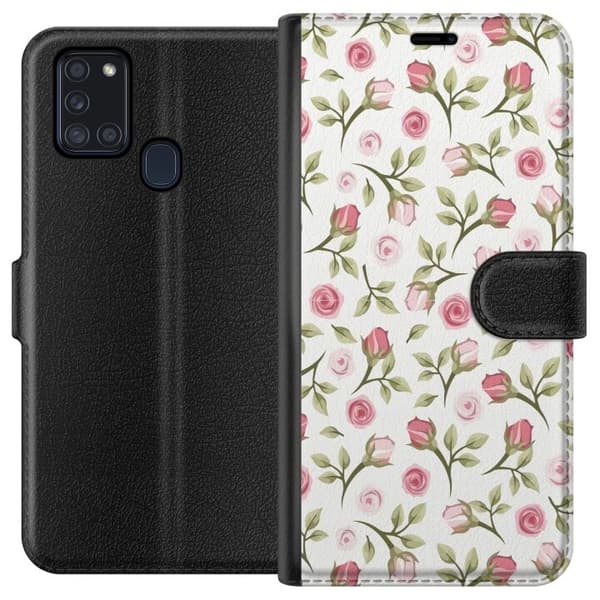 Plånboksfodral till Samsung Galaxy A21s med Blommigt
