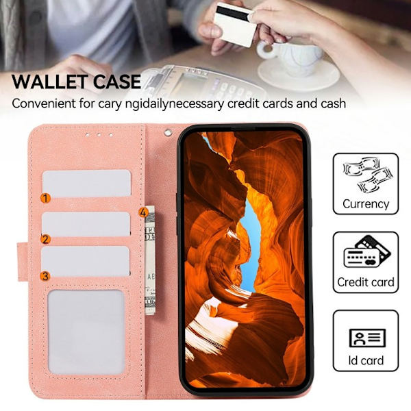 ABEEL iPhone 17 Pro Plånboksfodral i Splicing Konstläder RFID-Skydd - Rosa