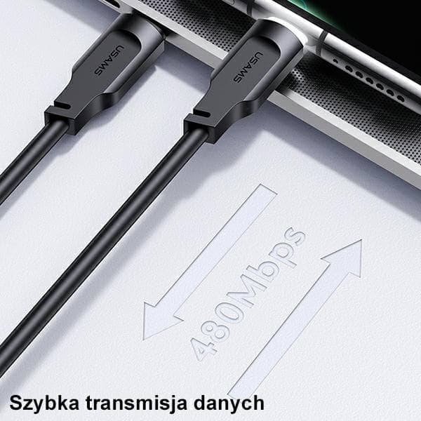 USAMS USB-C/USB-C Kabel SJ567 Lithe Series 100W 1.2m Svart
