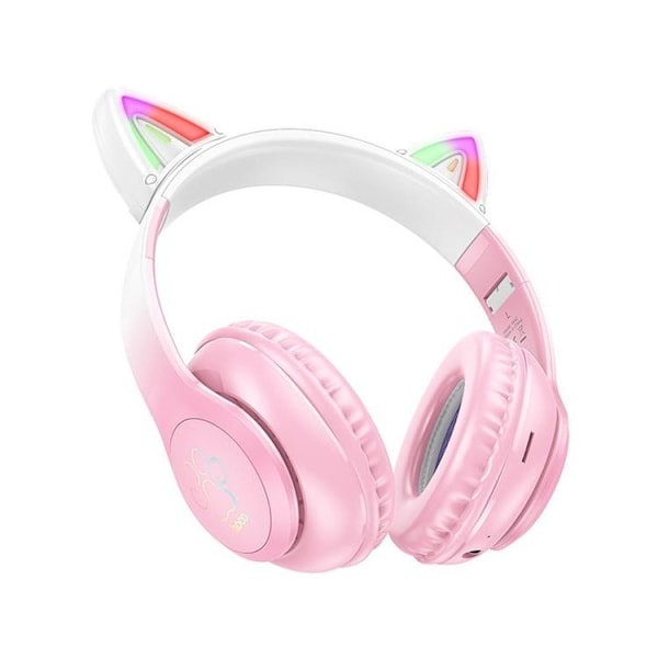 Hoco Bluetooth On-Ear Hörlurar Cat Ear - Cherry Blossom Rosa