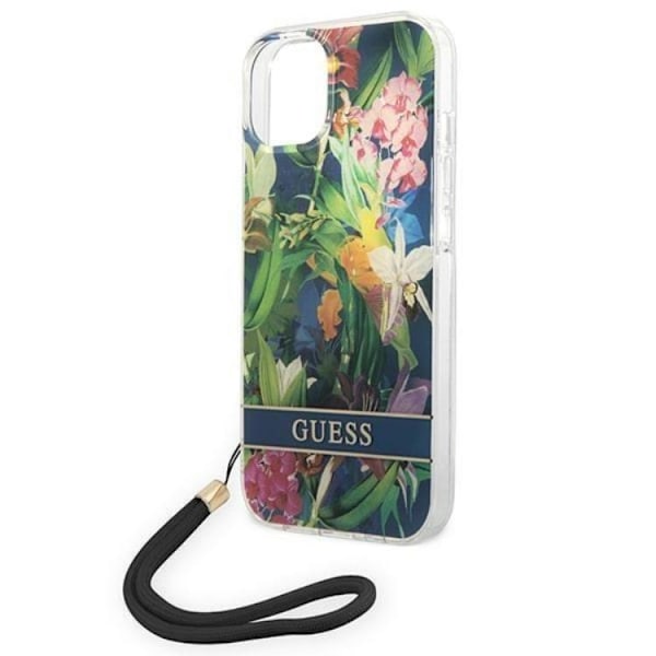 GUESS iPhone 14 Skal Flower Strap - Blå Blå