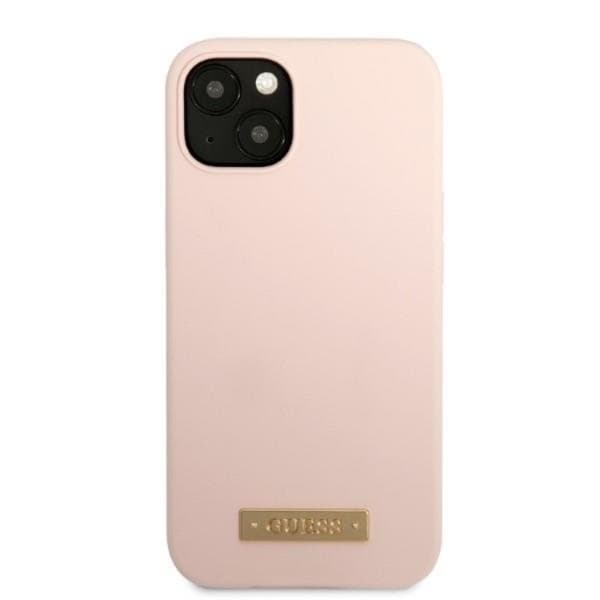 Guess iPhone 13 Mini Skal MagSafe Silicone Logo Plate - Rosa Rosa