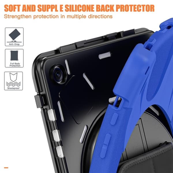 Mobilskal till Galaxy Tab A9 Plus Silikon Rotary Kickstand Blå