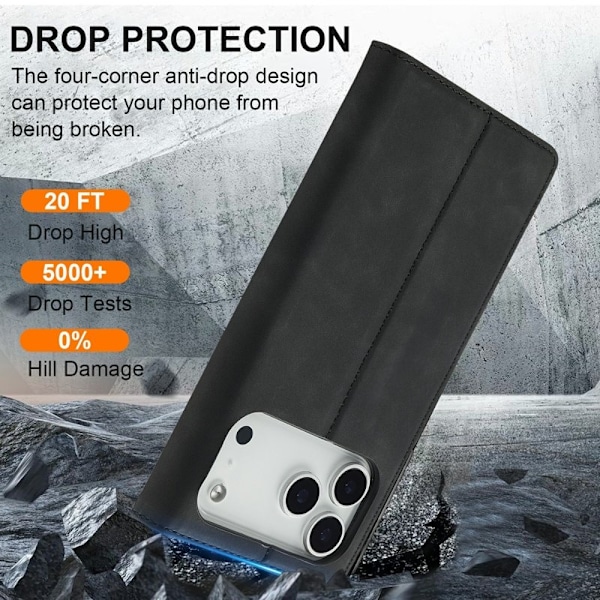 LC.IMEEKE iPhone 17 Pro Plånboksfodral Konstläder- Svart