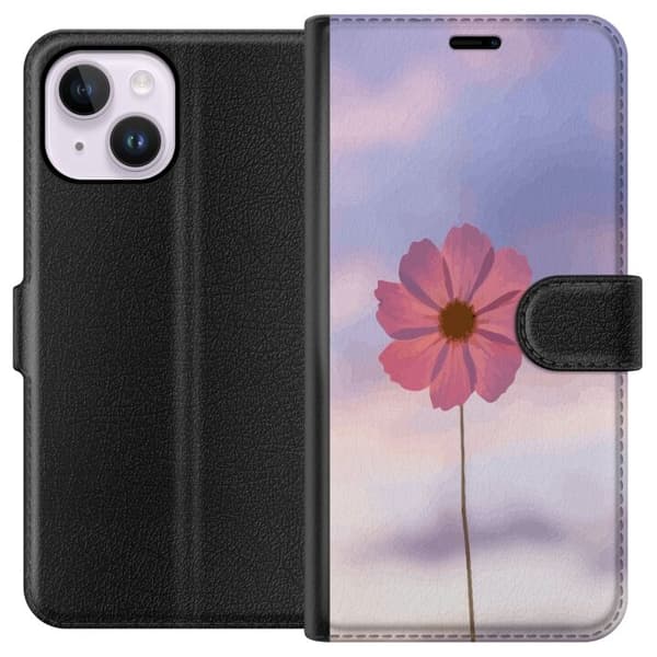 Pung Taske til Apple iPhone 14 Plus med Lyserød Blomst