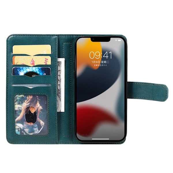 iPhone 14 Plus Plånboksfodral KT PU Läder - Grön