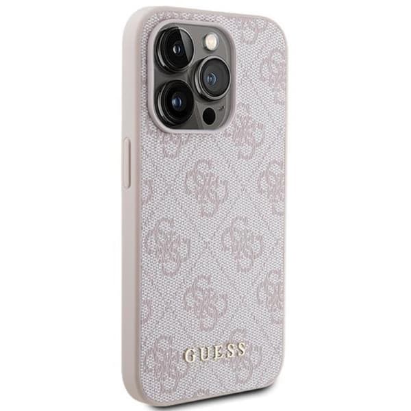 Guess iPhone 15 Pro Mobilskal 4G Metal Gold Logo - Rosa Rosa