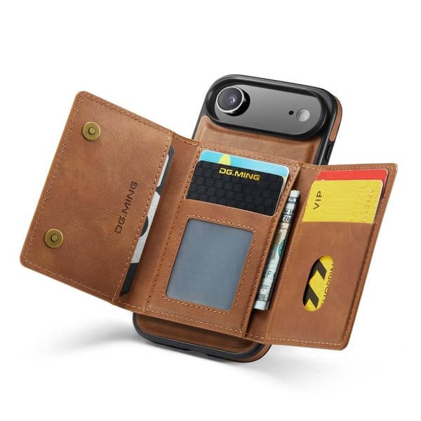 DG.MING M5 Series iPhone Air Plånboksfodral Konstläder Magnetiskt Brun
