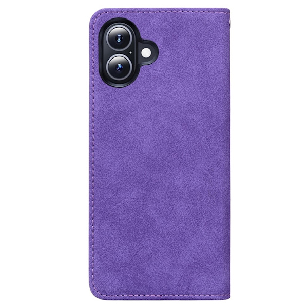 iPhone 17 Konstläder Plånboksfodral med Rem Lines Pattern - Lila Lila