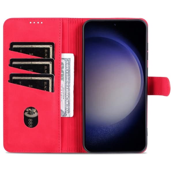 AZNS Samsung Galaxy S23 FE Plånboksfodral Slim Konstläder - Röd