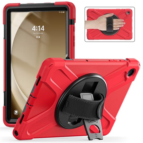 Mobilskal till Galaxy Tab A9 Plus Silikon Rotary Kickstand Röd