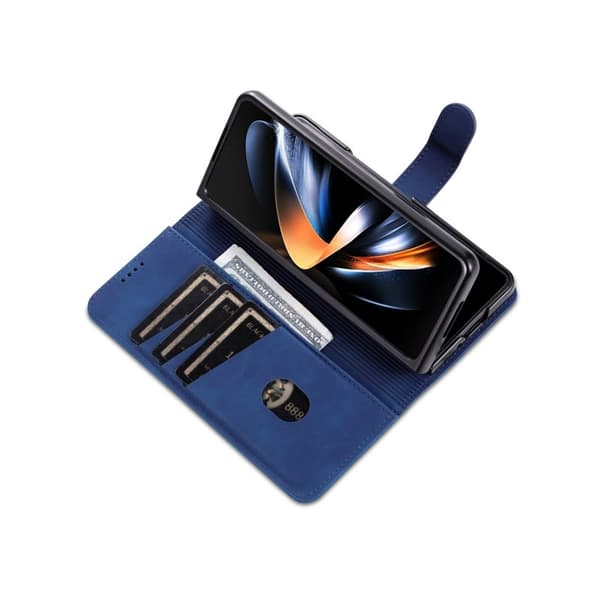 AZNS Samsung Galaxy Z Fold5 Plånboksfodral Konstläder - Blå