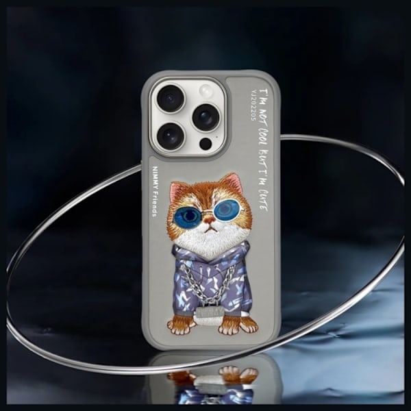 Nimmy Mobilskal till iPhone 16 Pro Max Glasses Cool Cat - Grå Grå