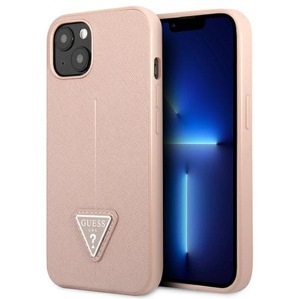 Guess iPhone 13 Mini Skal Saffiano Triangle Logo - Rosa Rosa