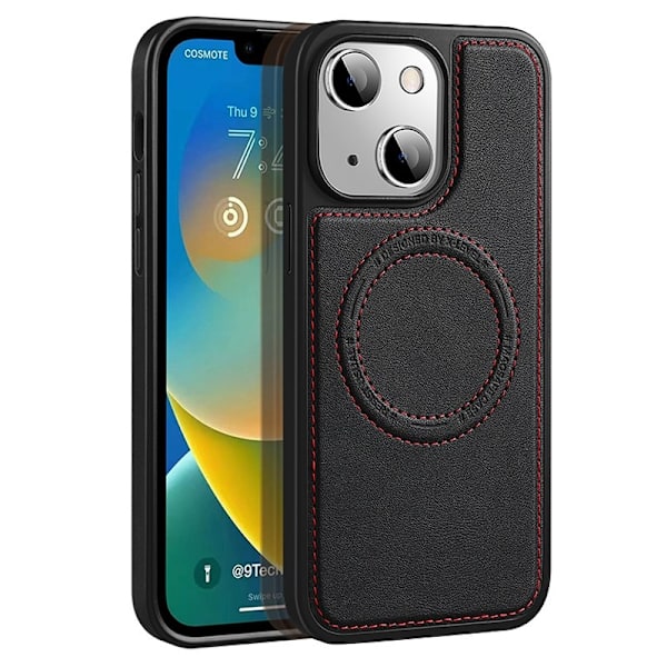 X-LEVEL Magnetic Case Mobilskal till iPhone 15 Plus PU Läder Svart