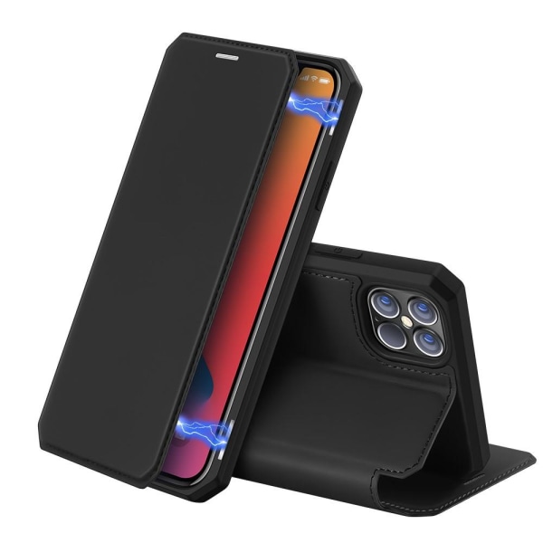 Dux Ducis automaattisesti imeytyvä nahkainen lompakkokotelo iPhone 12 Pro Max - Black