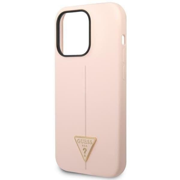 GUESS iPhone 14 Pro Max -kuori Silicone Triangle - Pinkki Rosa