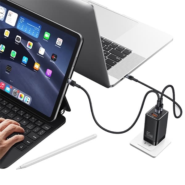 USAMS SY Series USB-C/USB-C Kabel flätad 240W 1,2 m SJ727USB01 – Stål