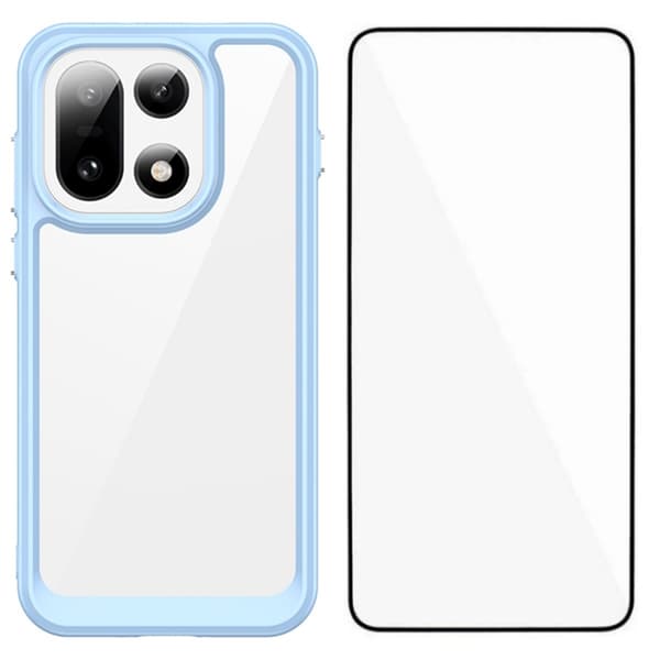 WANLONFENG Mobilskal till OnePlus 15 Acrylic med Härdat Glas Blå