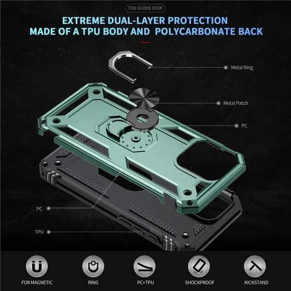 Mobilskal till iPhone 16 Pro Max Anti-drop med Kickstand - Grön Grön