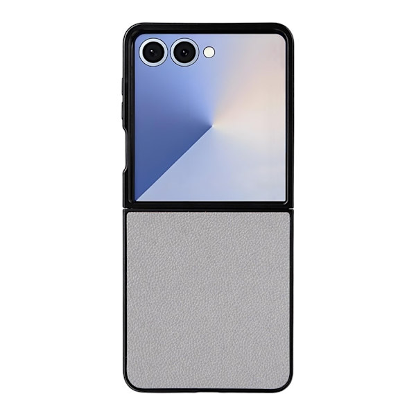 Mobilskal till Galaxy Z Flip7 Litchi Texture Läder - Grå Grå