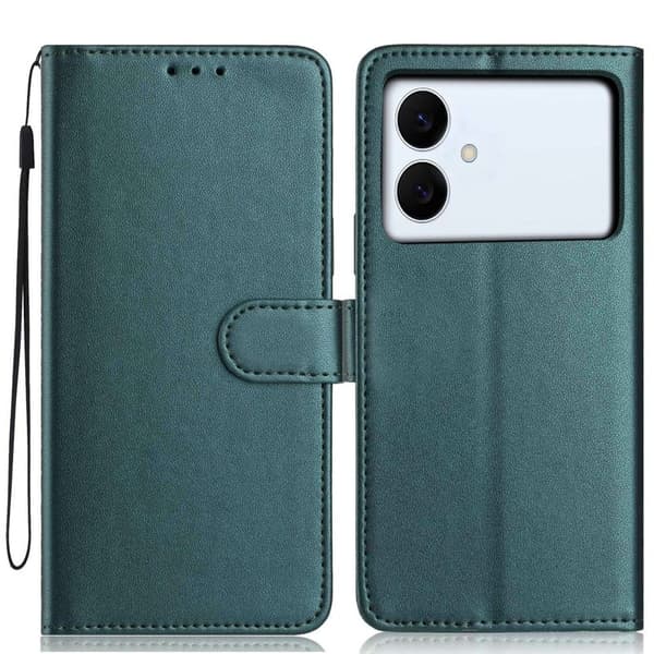 Samsung Galaxy S26 Edge Plånboksfodral Med Rem Konstläder Ställ - Grön