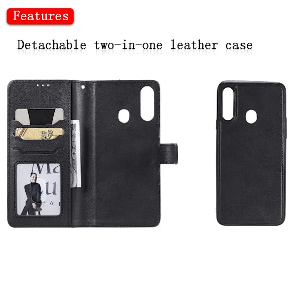 Detachable 2-in-1 Plånboksfodral Samsung Galaxy A20s - Svart Svart