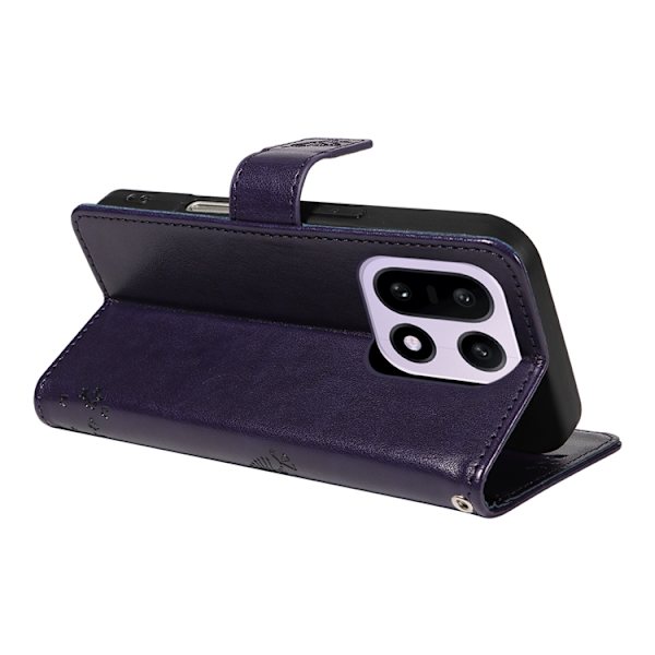 OnePlus 15 5G Plånboksfodral Cat Tree Pattern Konstläder Lila