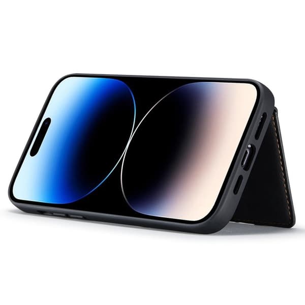 JEEHOOD Mobilskal till iPhone 14 Pro Max Retro Konstläder Svart